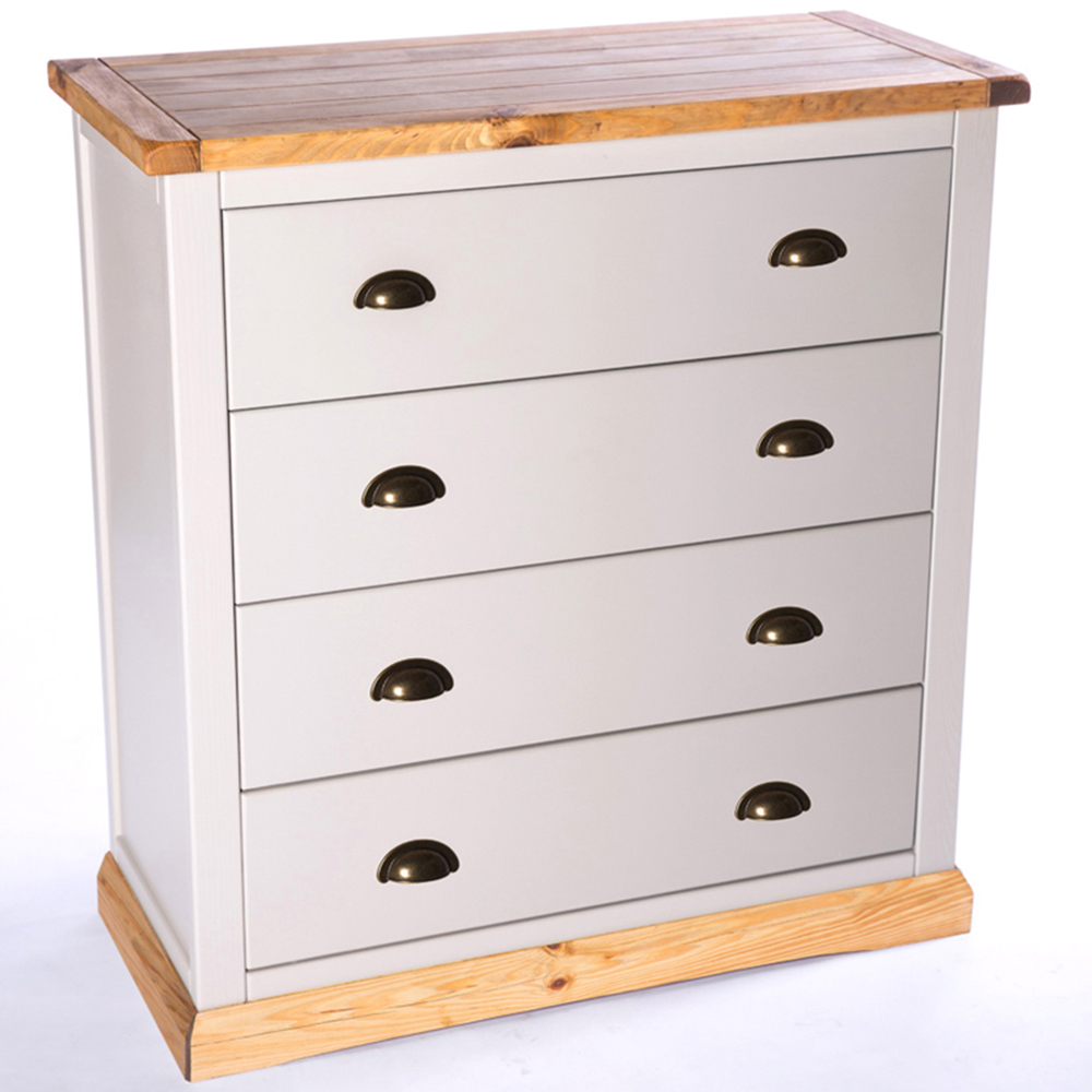 Bomporto 4 Drawer Light Grey Chest of Drawers with Brass Cup Handles Image 4