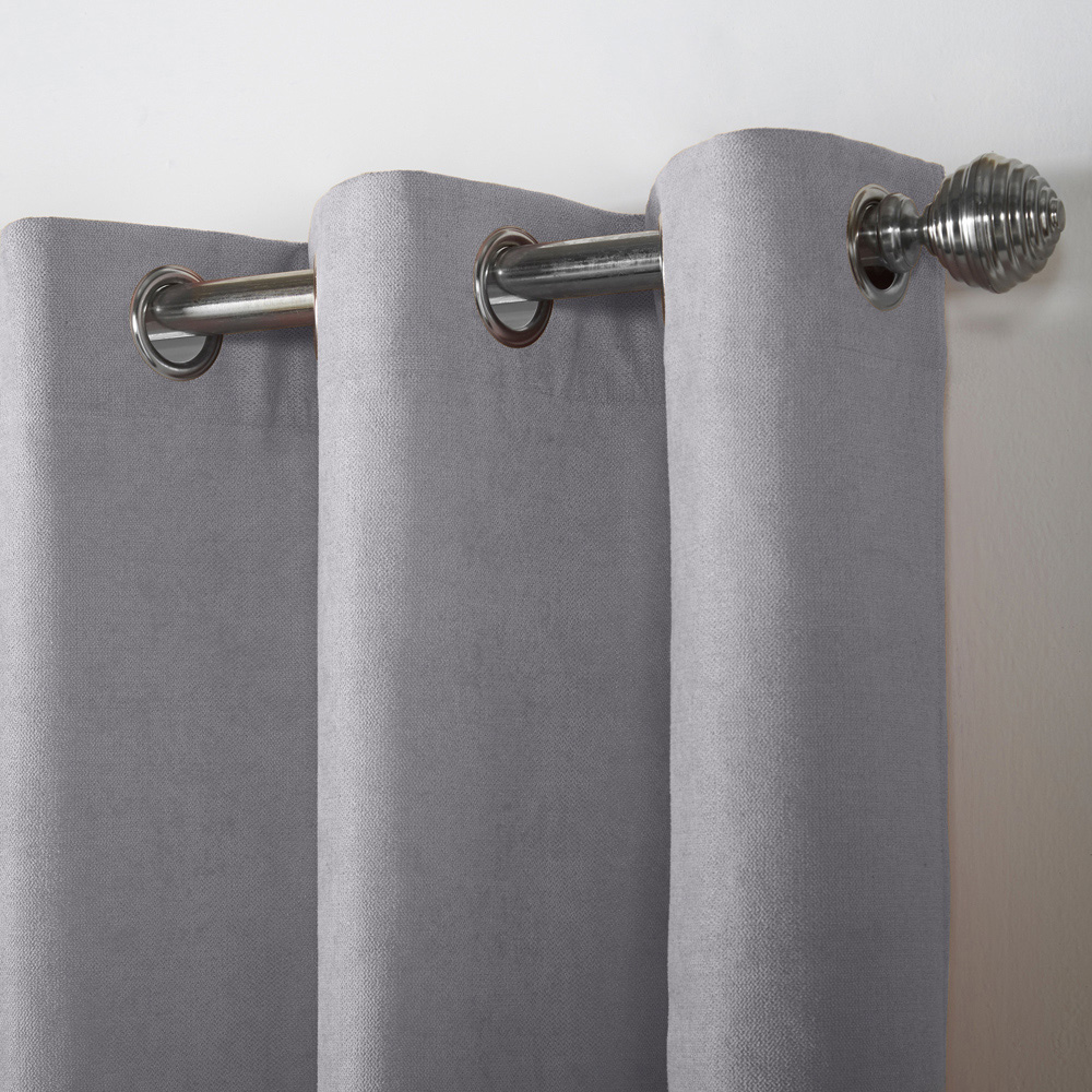 Alan Symonds Silver Velvet Chenille Ring Top Eyelet Curtains 142 x 229cm Image 3