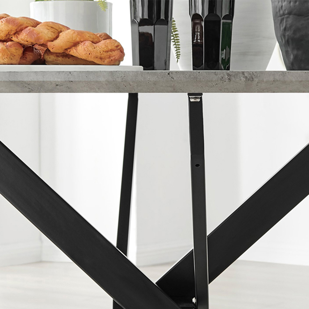 Furniturebox Arona Kensington Concrete Effect 4 Seater Round Dining Set Grey Black and Blue Image 6