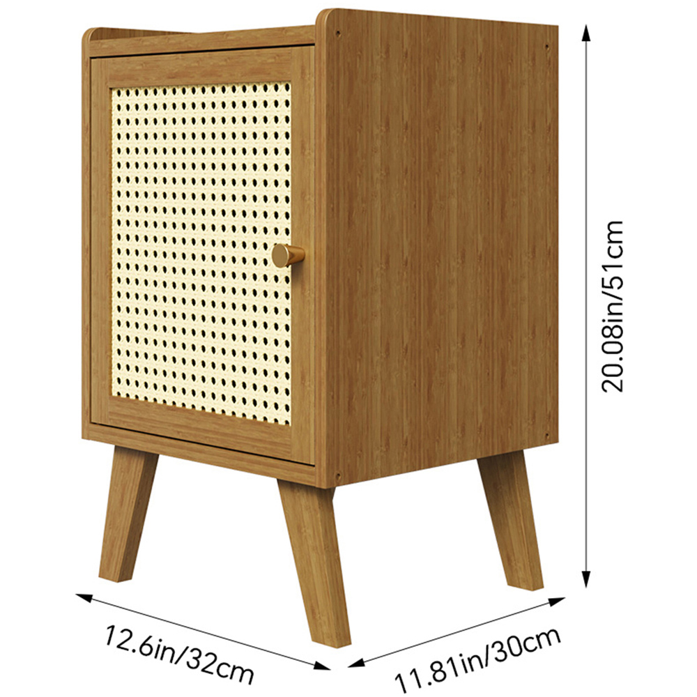 Living and Home Single Door Tawny and Cream Rattan Bedside Table Image 9