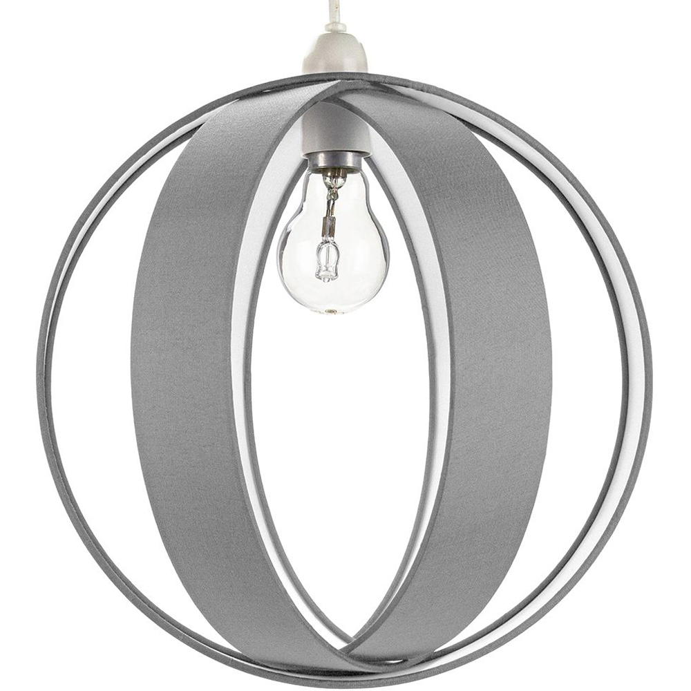 Happy Homewares Grey Faux Silk Fabric Globe Ceiling Pendant Light Shade Image 1