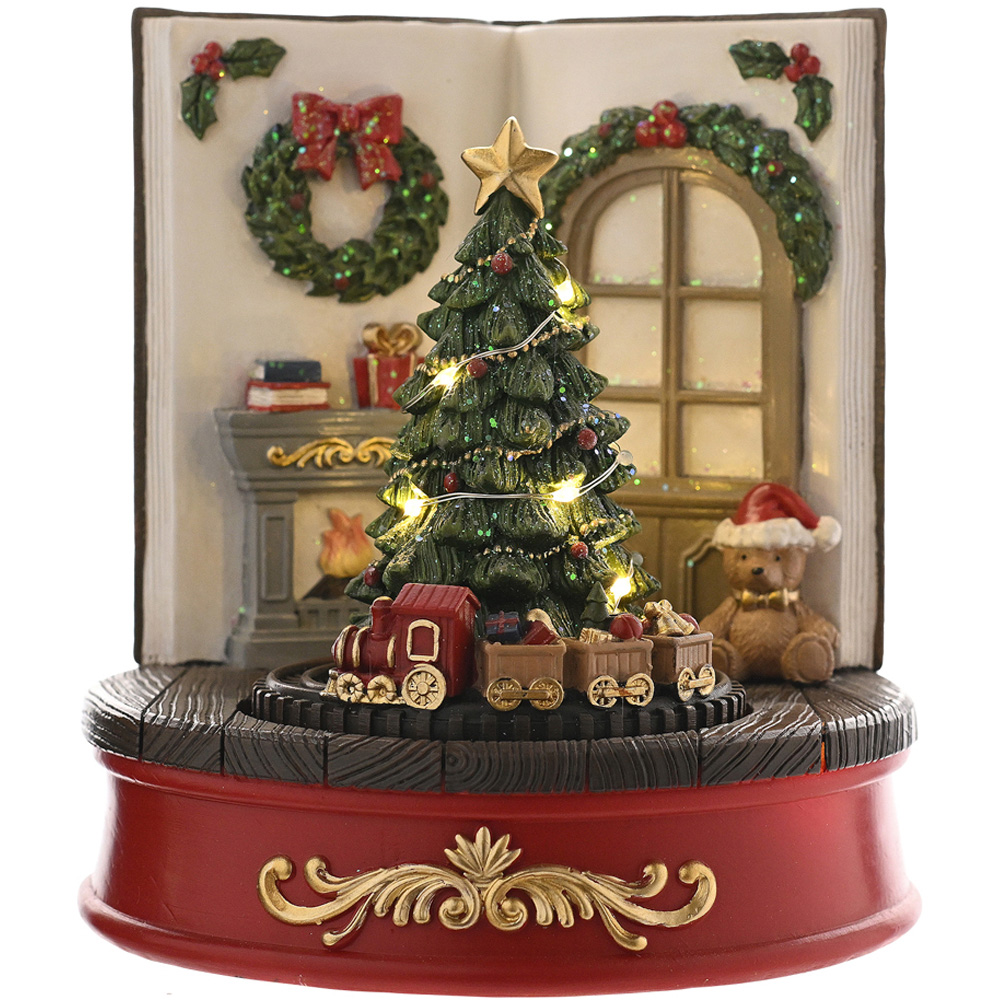 The Seasonal Gift Co Regal Tidings LED Musical Christmas Tree Living Room Scene Decoration 18cm Image 3