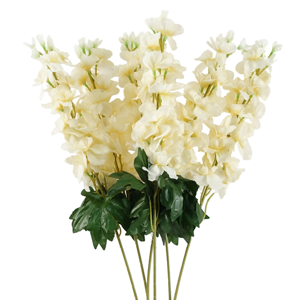 Leaf Cream Delphinium Single Stem Artificial Flower 2.5ft 6 Pack Image 5