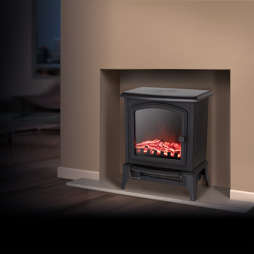 Warmlite Mable Black Stove Fire with Realistic Flame Effect 2000W 14 inch Image 2