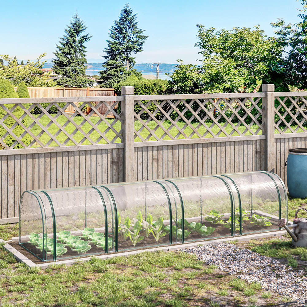 Outsunny Steel Frame Tunnel Garden Greenhouse with Zipped Doors Image 2