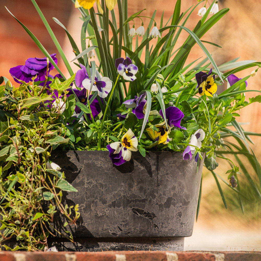 Garden Gear Caesar Charcoal Marble Effect Bowl Planter 35cm Image 2