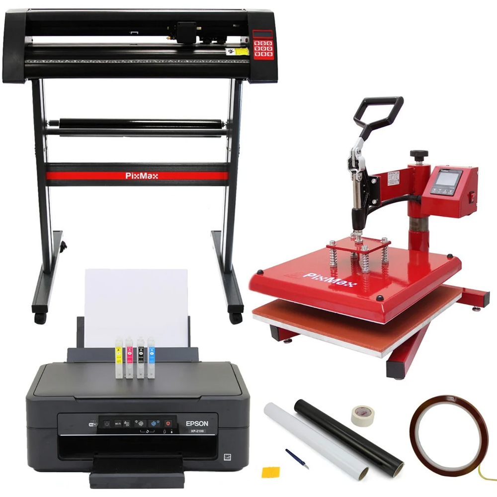 MonsterShop Swing Heat Press 38cm Vinyl Cutter 720mm Epson Printer and Weeding Kit Bundle Image 1