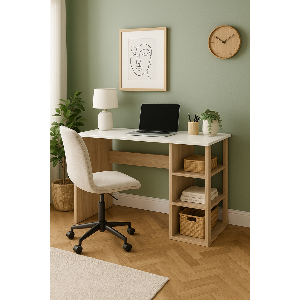 Decorotika Polina 3 Shelf Computer Desk Cordoba White Image 5