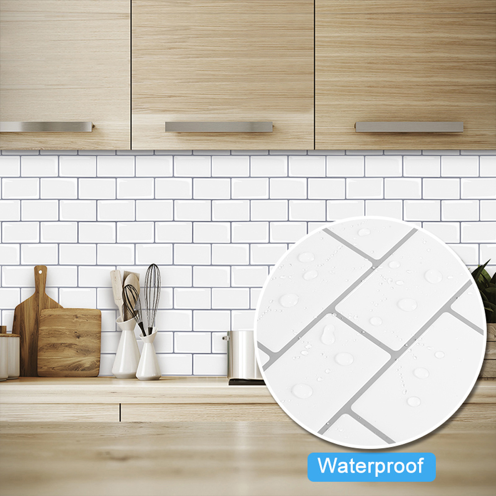 Living and Home 3D Glass Effect White Backsplash Tile Backsplash Tiles 30.5 x 30.5cm Image 2