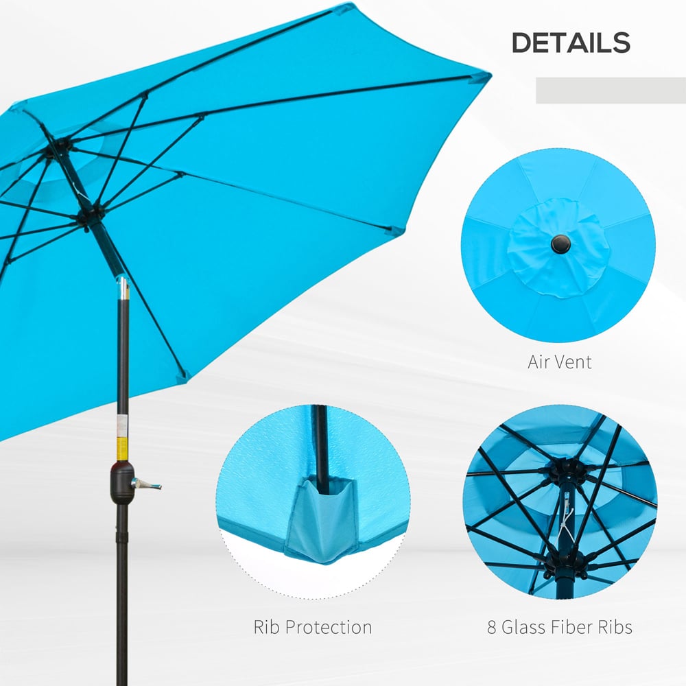 Outsunny Blue Crank and Tilt Parasol 2.6m Image 6