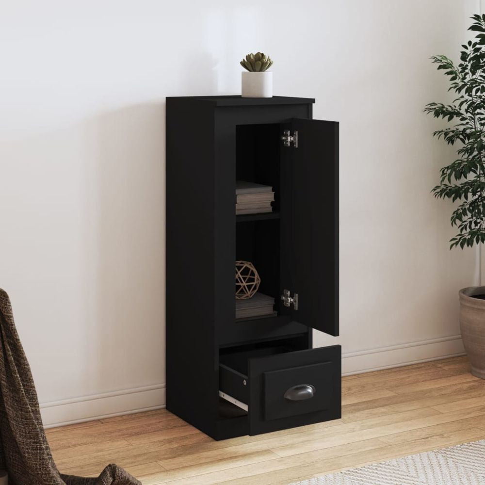 vidaXL Single Door Single Drawer Black Highboard Image 8