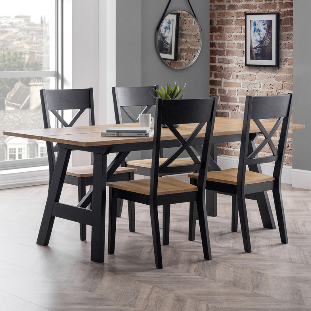 Julian Bowen Hockley 4 Seater Dining Table Black and Oak Image 9