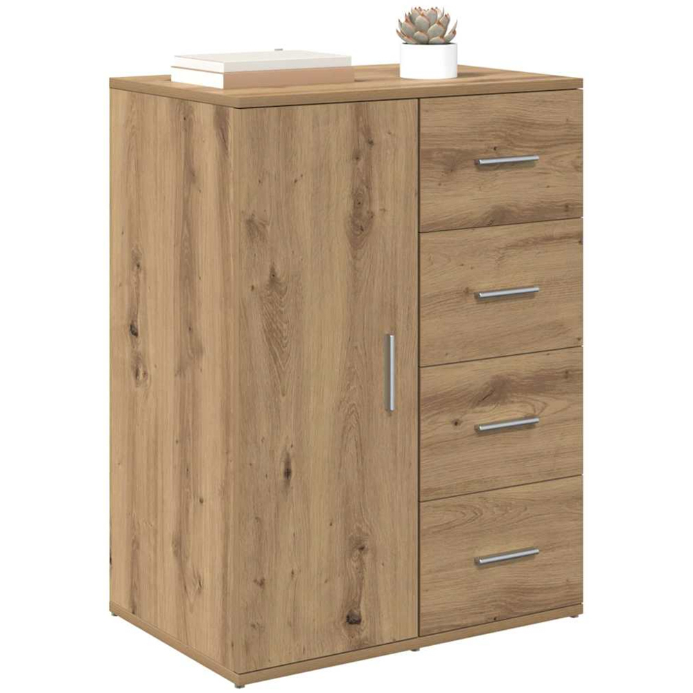 vidaXL Single Door 4 Drawer Artisan Oak Sideboard Image 3