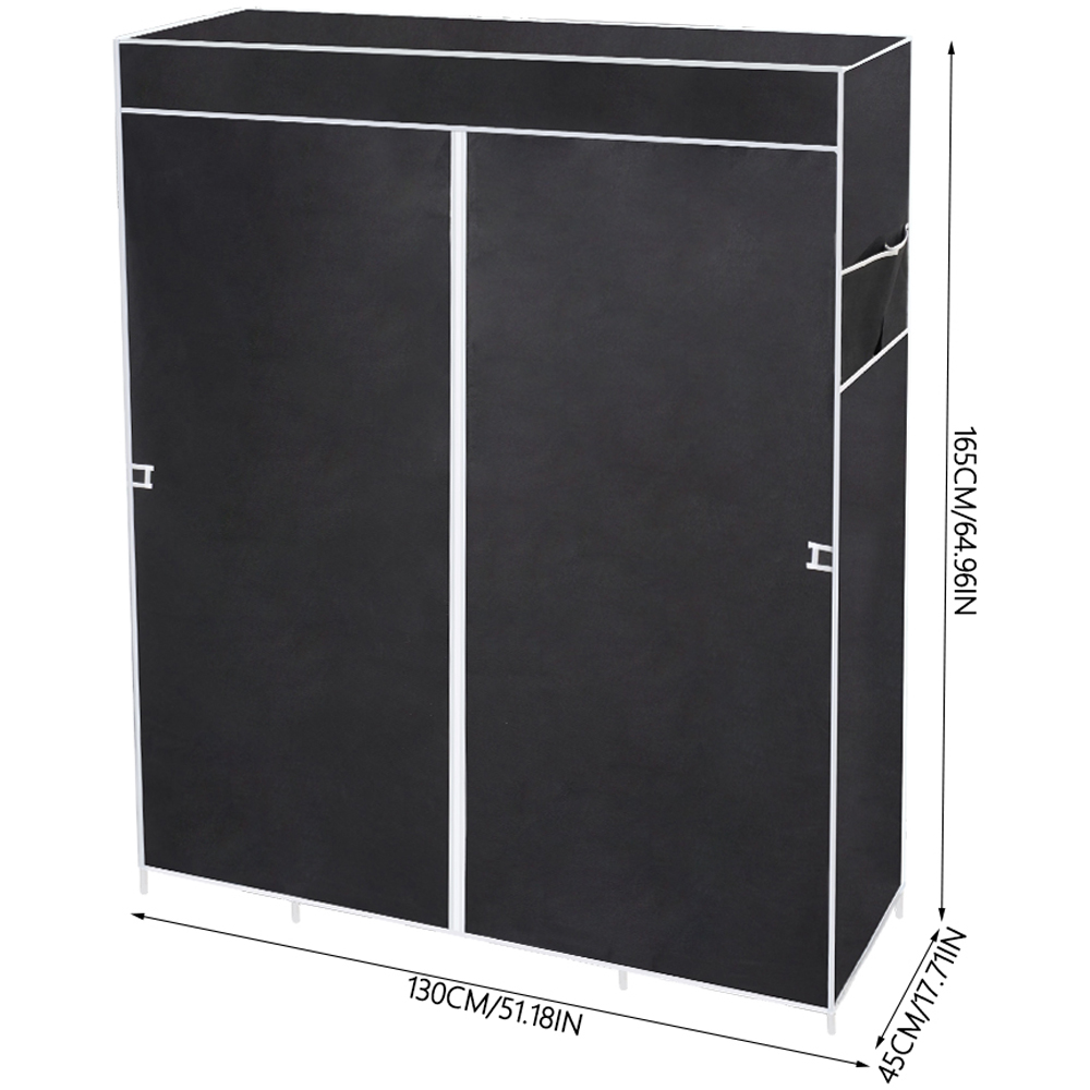 Living and Home 8 Shelf Black Portable Fabric Wardrobe Image 9
