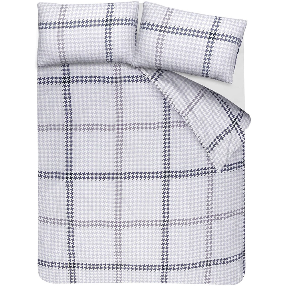 Smart Living Double Lilac Houndstooth Check Duvet Set Image 3