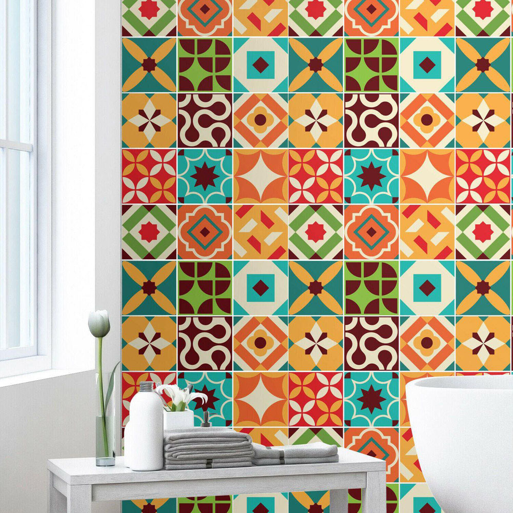 Walplus Ziggy Colourful Retro Tile Sticker 24 Pack Image 4