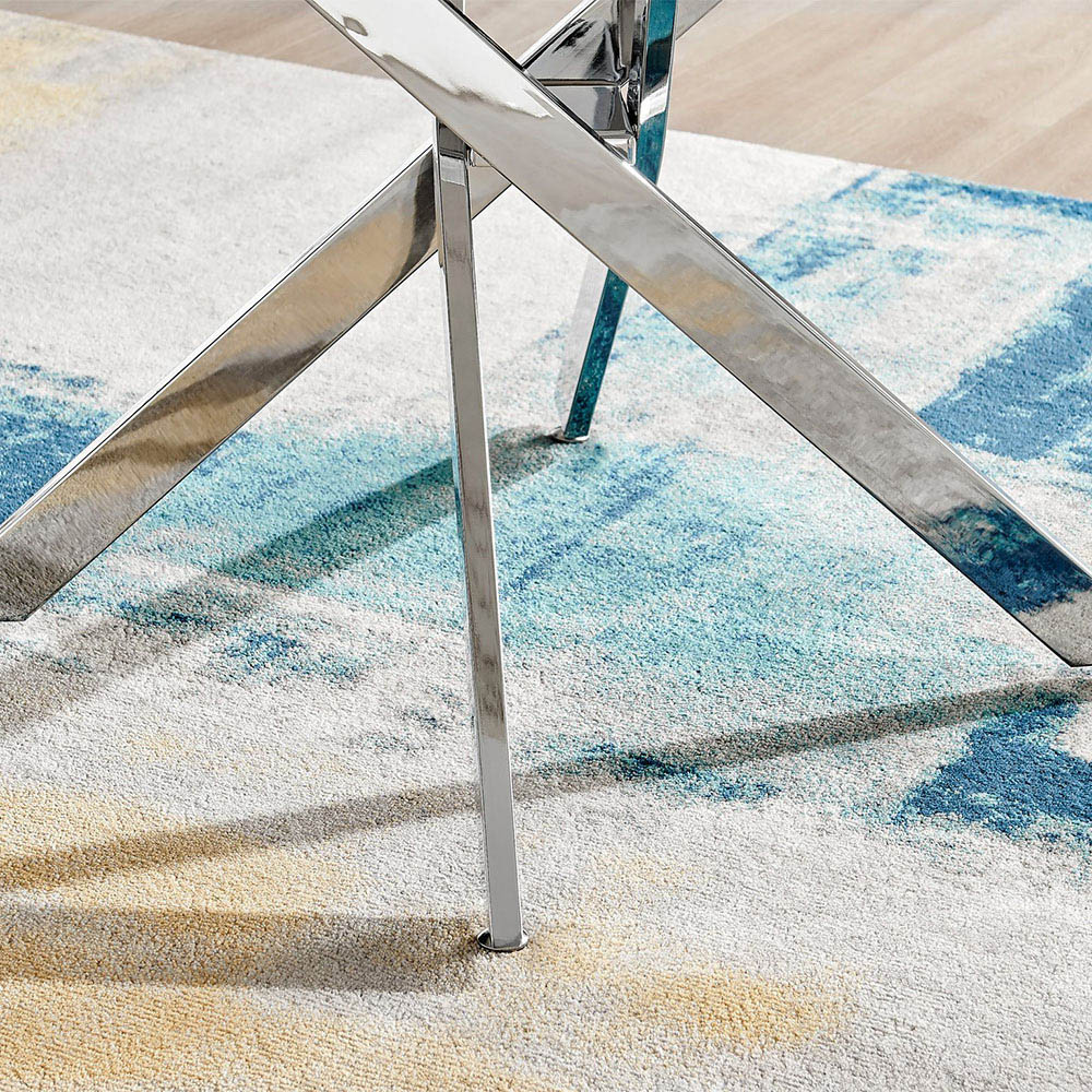 Furniturebox Arona Cesano Marble Effect 6 Seater Dining Set White Chrome and Black Image 6