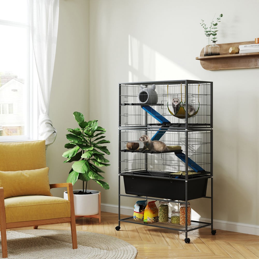 PawHut 5 Level Dark Grey Rolling Small Animal Cage Image 2