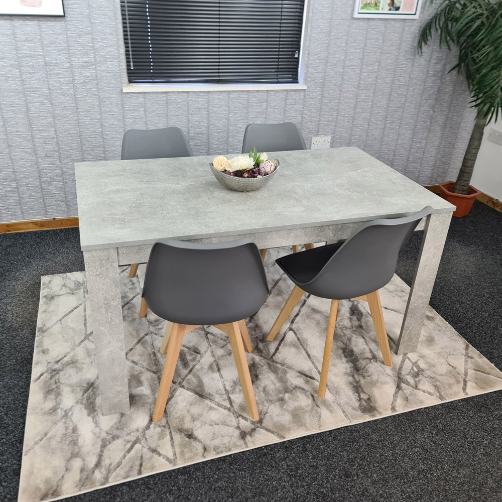 Portland Plastic Leather 4 Seater Dining Set Stone Grey and Grey Image 3