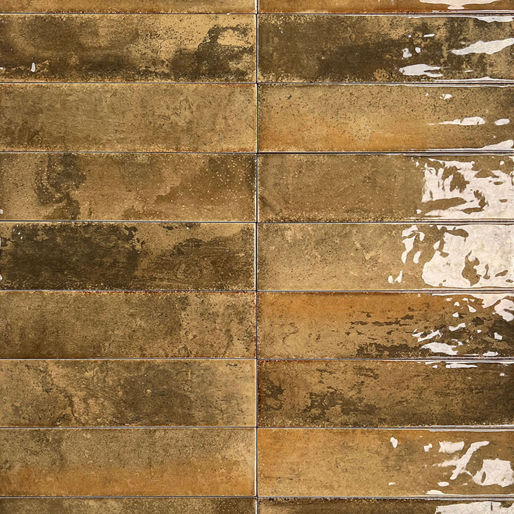 Top Ceramics Metro Mustard Red Gloss Flat Bumpy Ceramic Wall Tile 65 x 250mm 0.82sqm Image 6