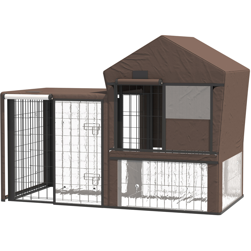 PawHut Small Animal Hutch with Water Resistant Protector Image 1
