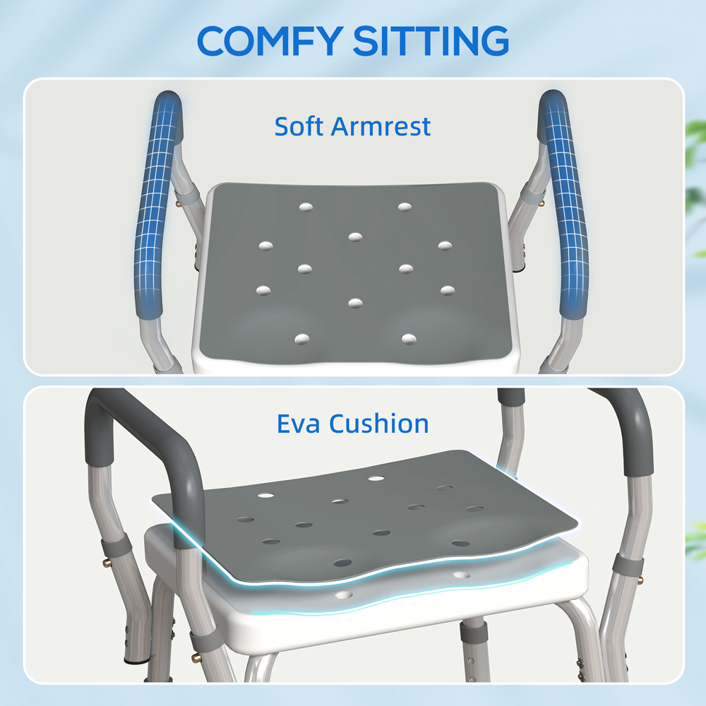 HOMCOM Grey Aluminium Height Adjustable Bath Chair Image 5