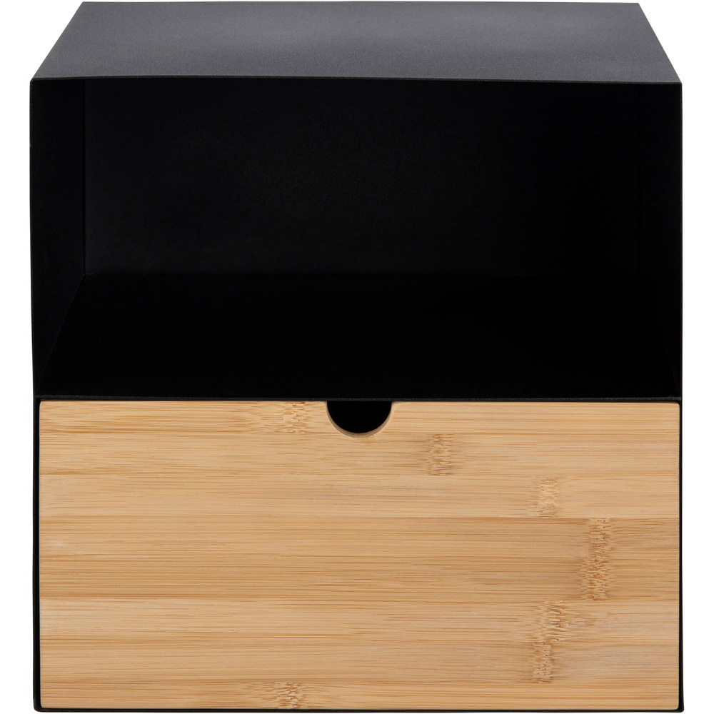 Florence Joliet Single Drawer Single Shelf Black and Bamboo Wall Mounted Bedside Table Image 3