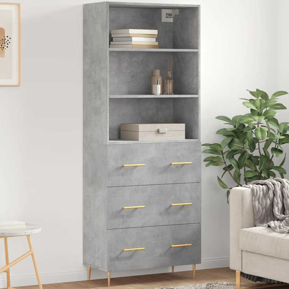 vidaXL 3 Drawer 3 Shelf Concrete Grey Highboard Image 1