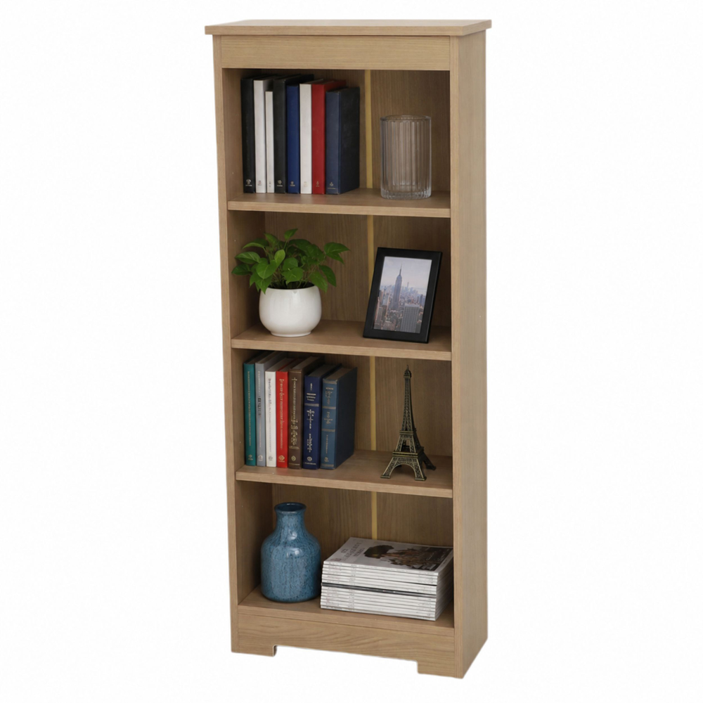 Core Products Freya 4 Shelf Smoked Oak Foil Finish Low Narrow Bookcase Image 3