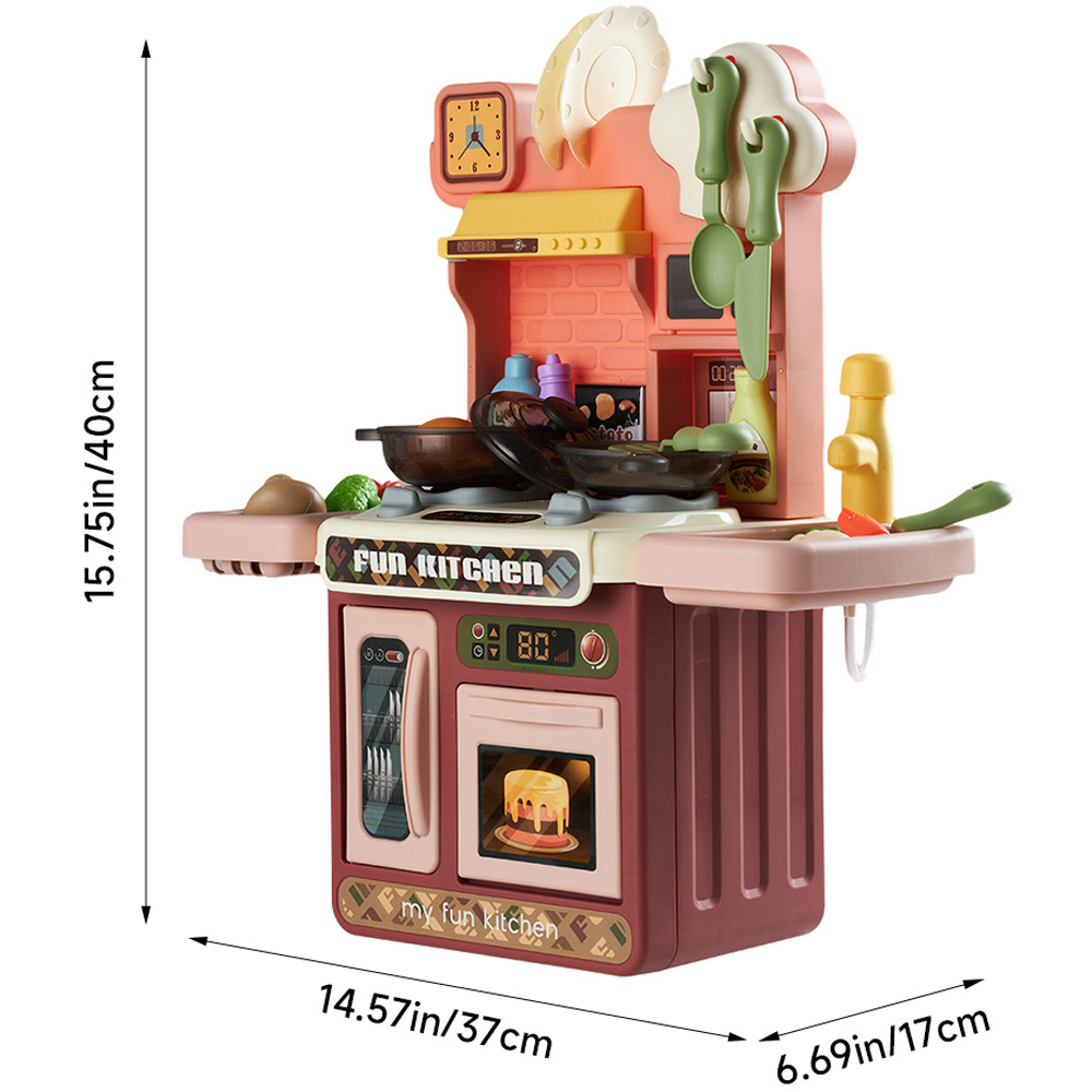 Tommy Toys Kids Red Kitchen Play Set with Music and Light Image 6