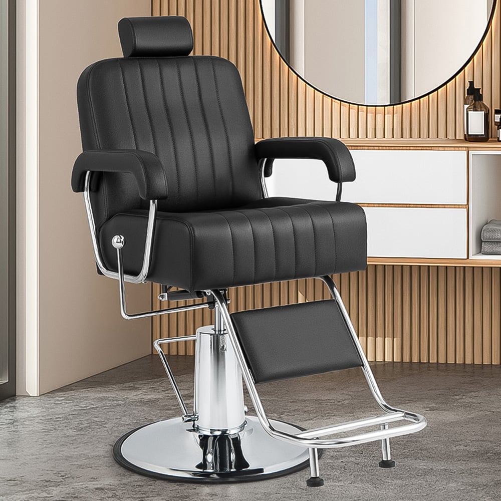 Costway Black Hydraulic Barber Chair with Adjustable Headrest Image 1