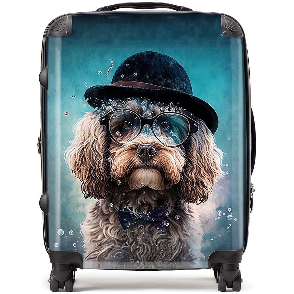 Warren Reed Designer Large Splashart Cockapoo Dog Suitcase Image 1
