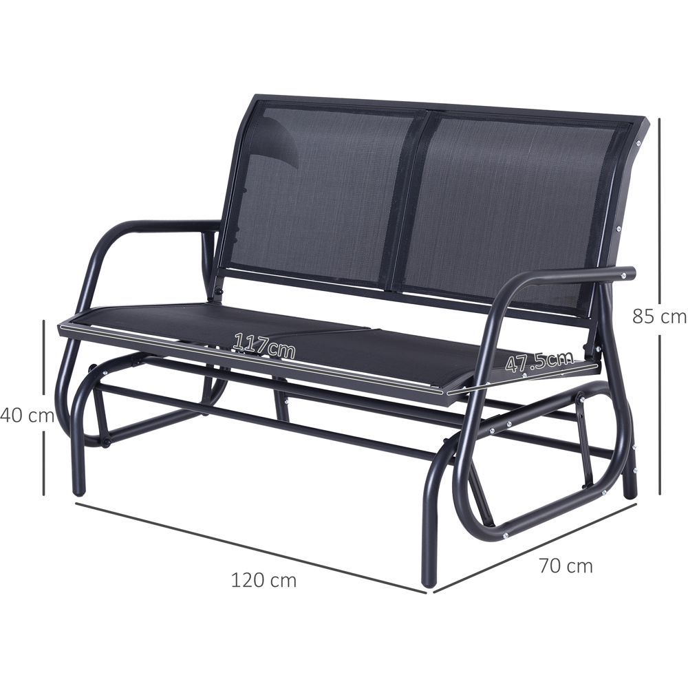 Outsunny 2 Seater Black Steel Glider Bench Image 7