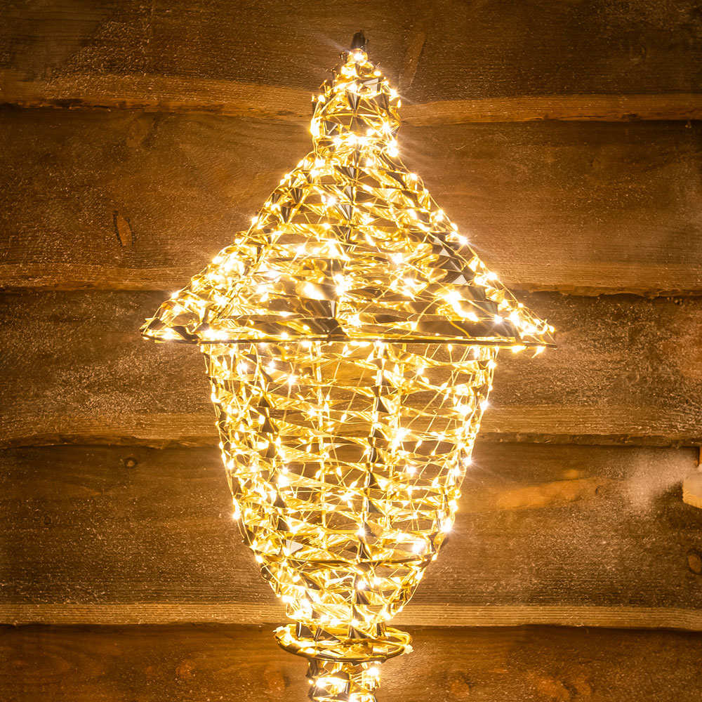 The Christmas Centre 720 Warm White LED Micro Lights Pre-Lit Gold Laser Lit Lamp Post 150cm Image 3