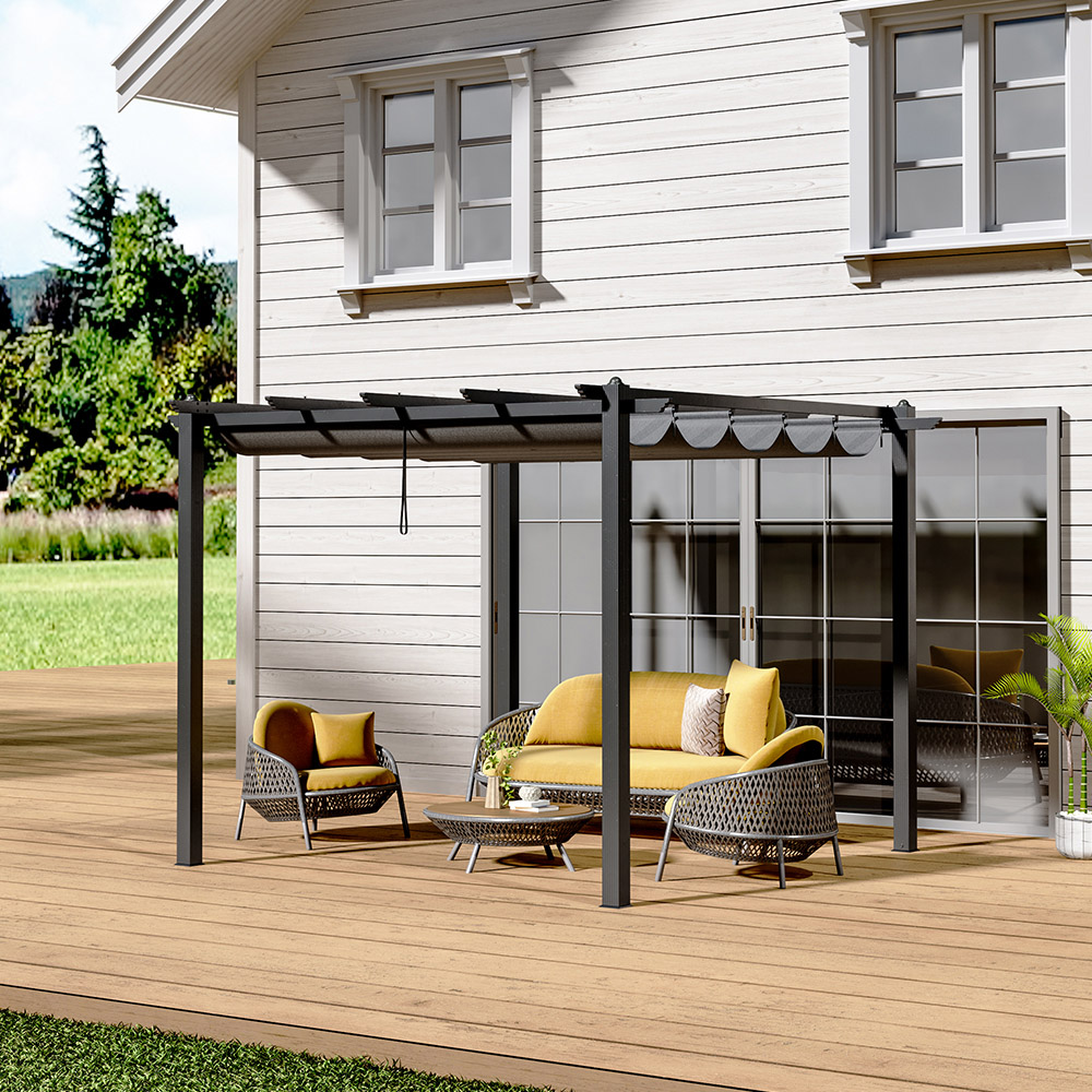 Living and Home Aluminium Patio Deck Pergola with Canopy 3 x 3m Image 7