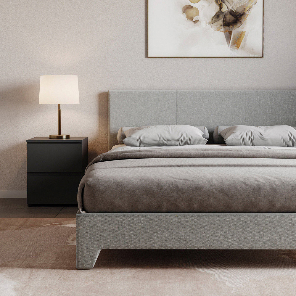 Vida Designs Victoria Double Light Grey Linen Bed Frame Image 3
