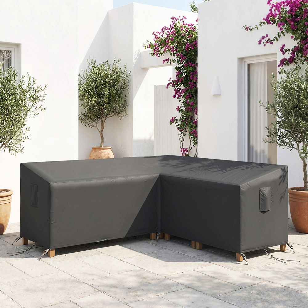 Outsunny Black V-Shaped Waterproof Anti-UV Sectional Sofa Cover 216 x 216 x 78cm Image 5
