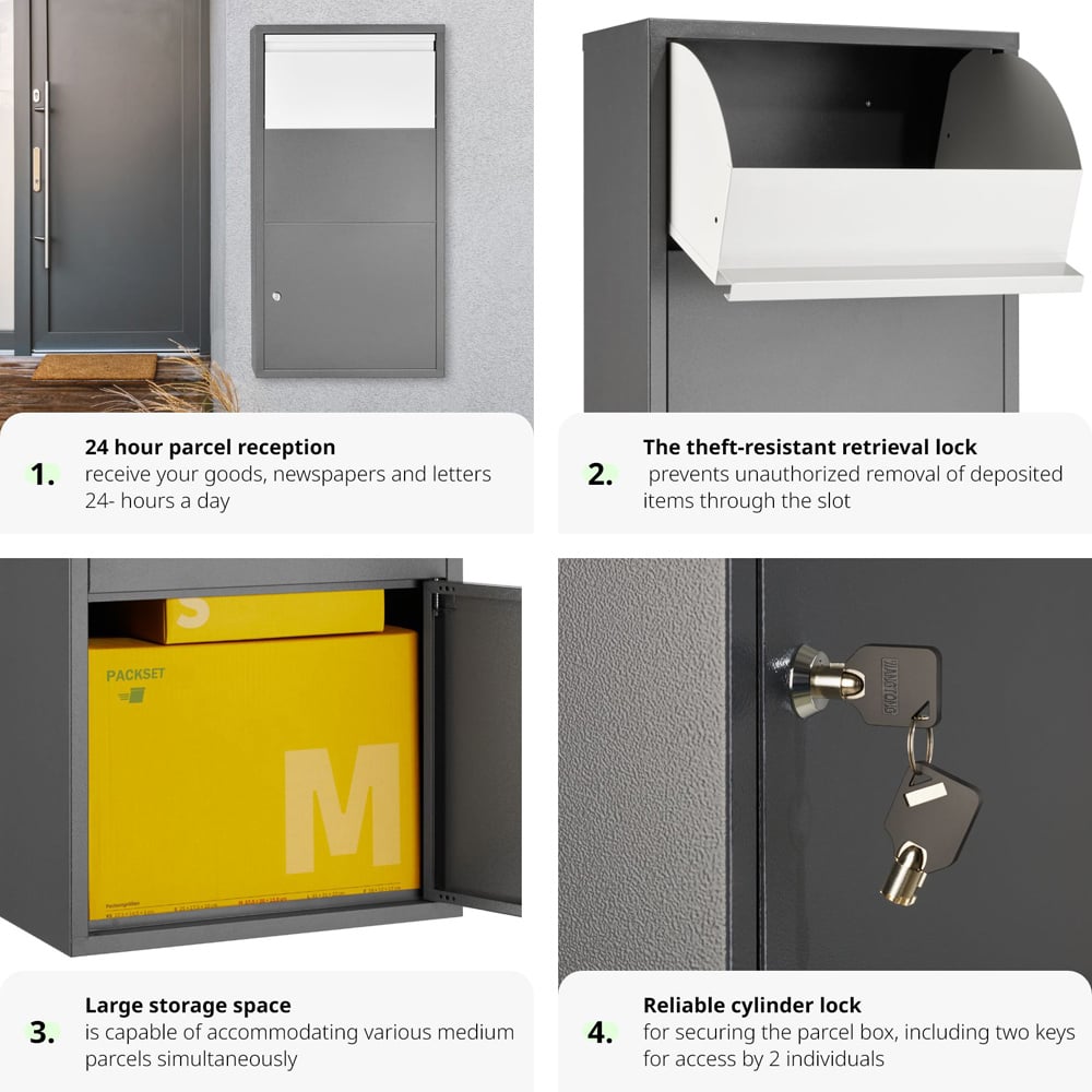 tectake Fortress Parcel Locker Post Box Image 5