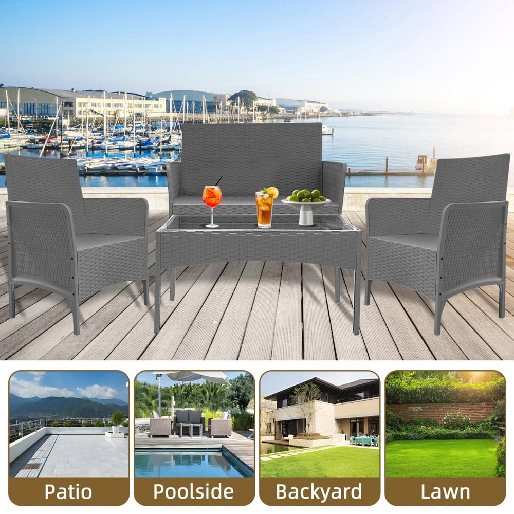 Alivio 4 Seater Grey Rattan Garden Lounge Set Image 5