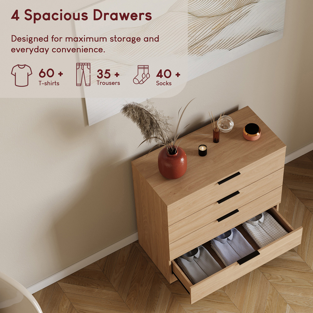 VIDA DESIGNS Trega 4 Drawer Pine Bedside Cabinet Image 6