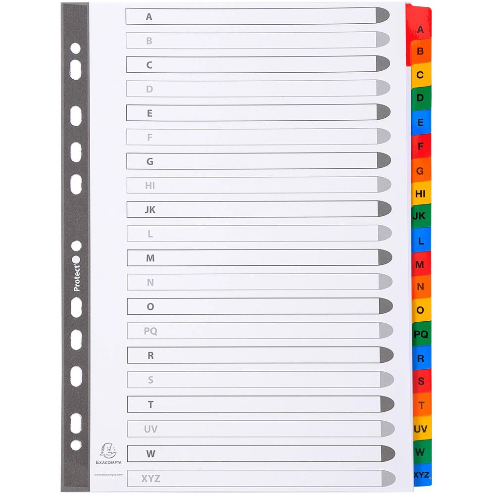 Exacompta A4 White A-Z Divider with Multicolour Tabs 10 Pack Image 2