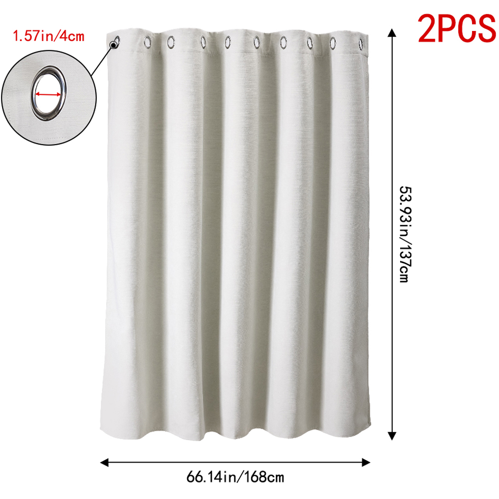 Living and Home Solid Beige White Blackout Chenille Curtains 168 x 137cm Image 9