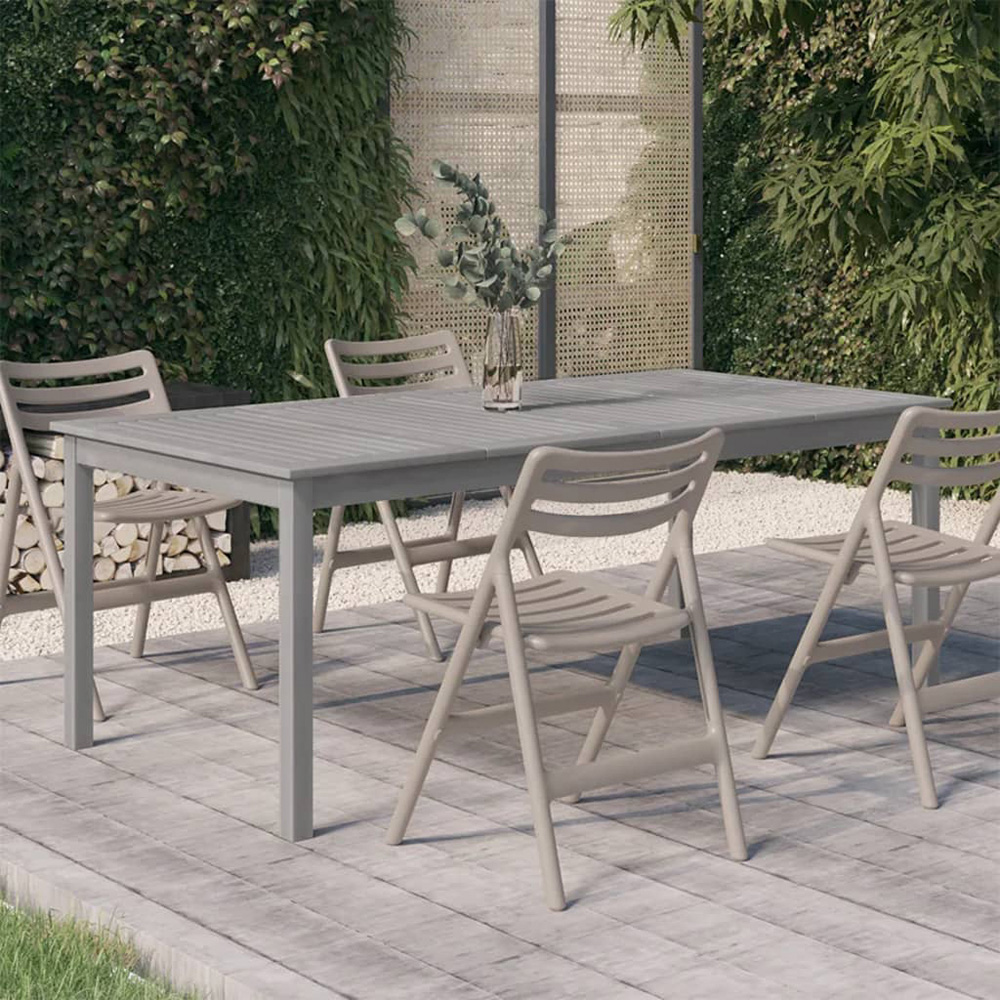 vidaXL 6 Seater Solid Acacia Wood Rectangular Garden Dining Table Grey Image 1