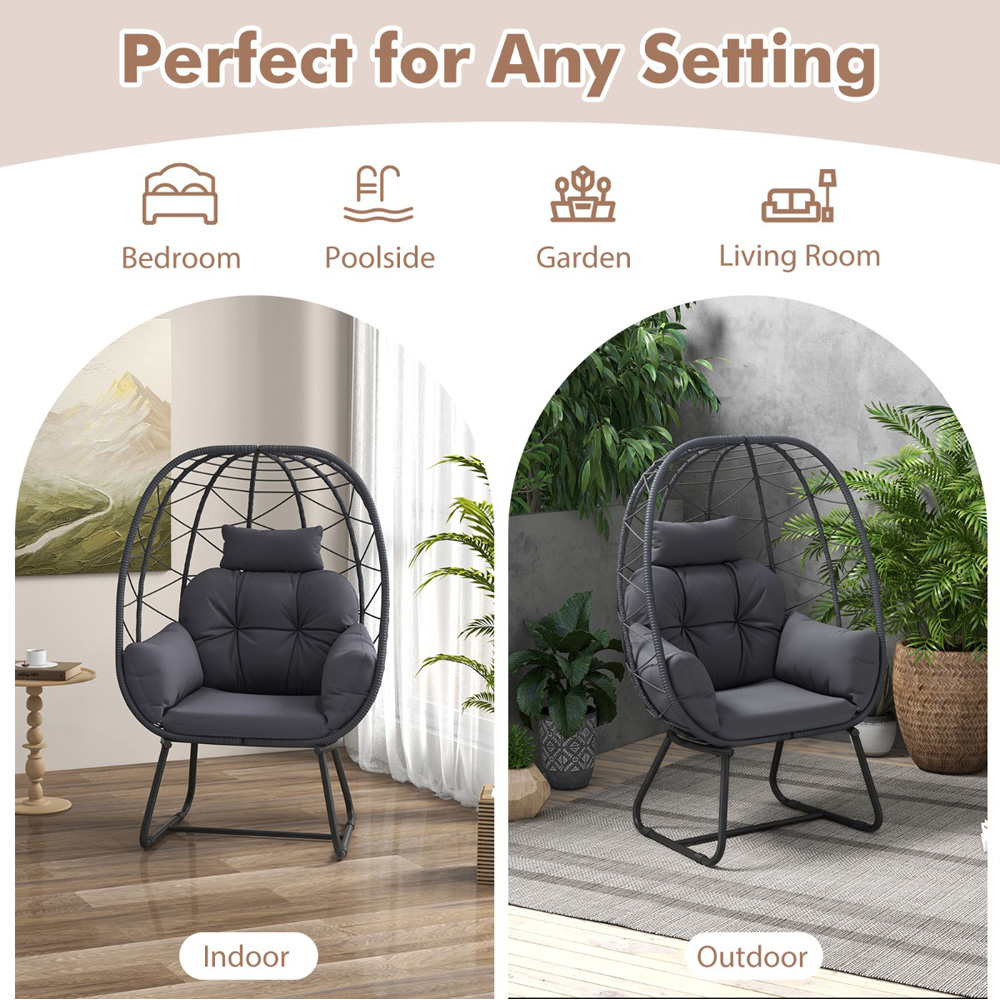 Costway Grey Lounge Chair with Comfy Cushions Image 8