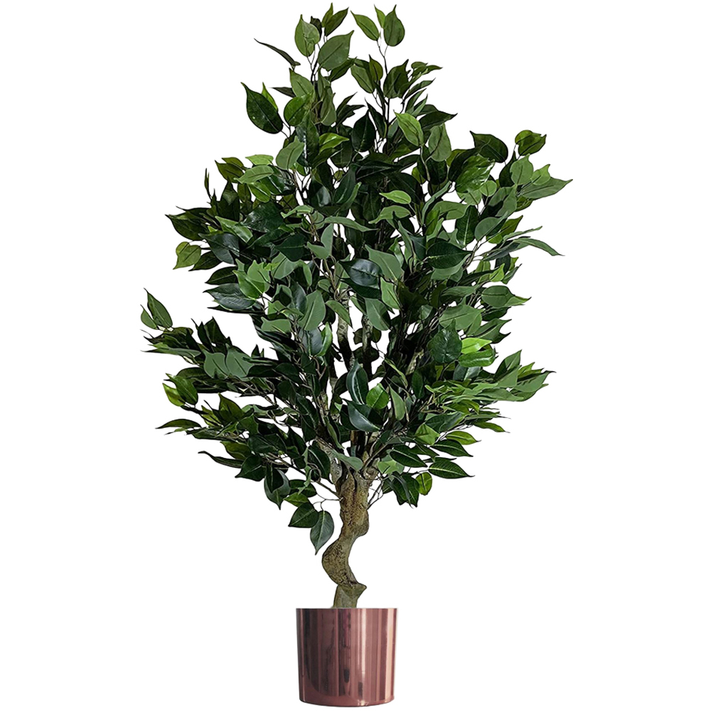 Leaf Realistic Ficus Bush Artificial Plant in Copper Planter 100cm Image 1