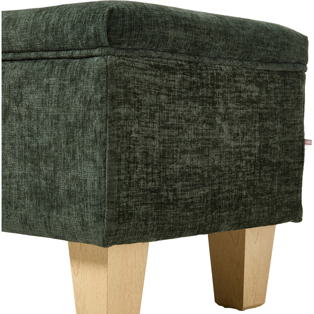 Living and Home Green Chenille Upholstered Storage Ottoman Image 4