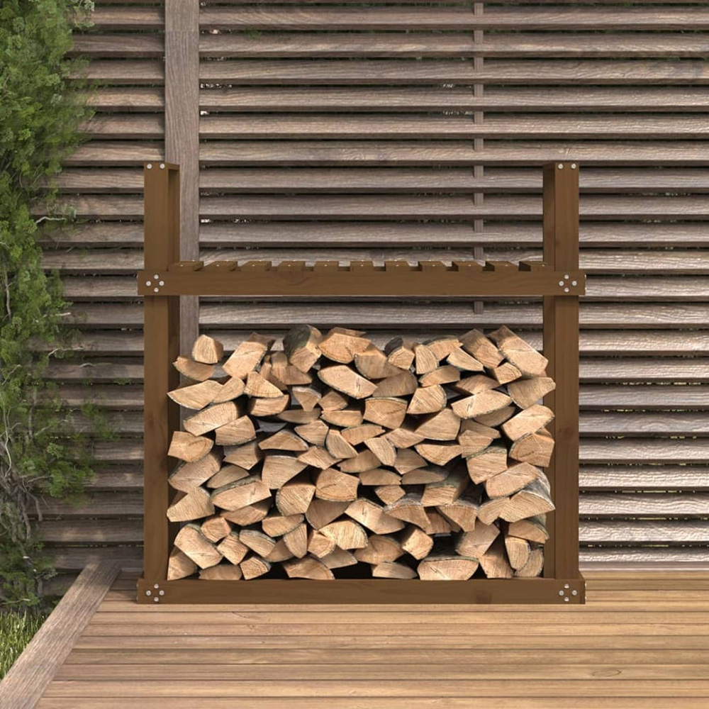 vidaXL Honey Brown Solid Pine Wood Firewood Rack 110 x 35 x 108.5cm Image 2