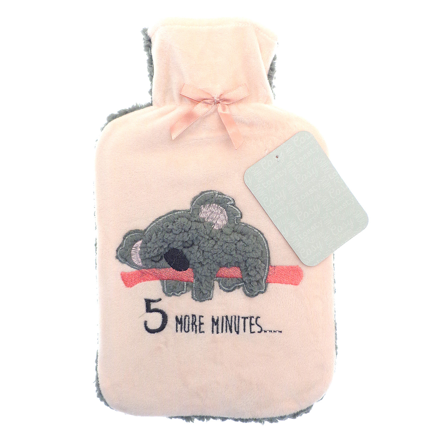Single Applique Sherpa Hot Water Bottle in Assorted styles Image 1