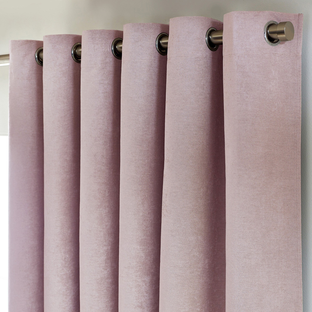 Alan Symonds Pink Chenille Blackout Ring Top Eyelet Curtains 229 x 229cm Image 2