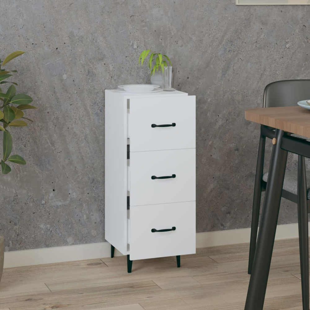 vidaXL 3 Drawer White Narrow Sideboard Image 3